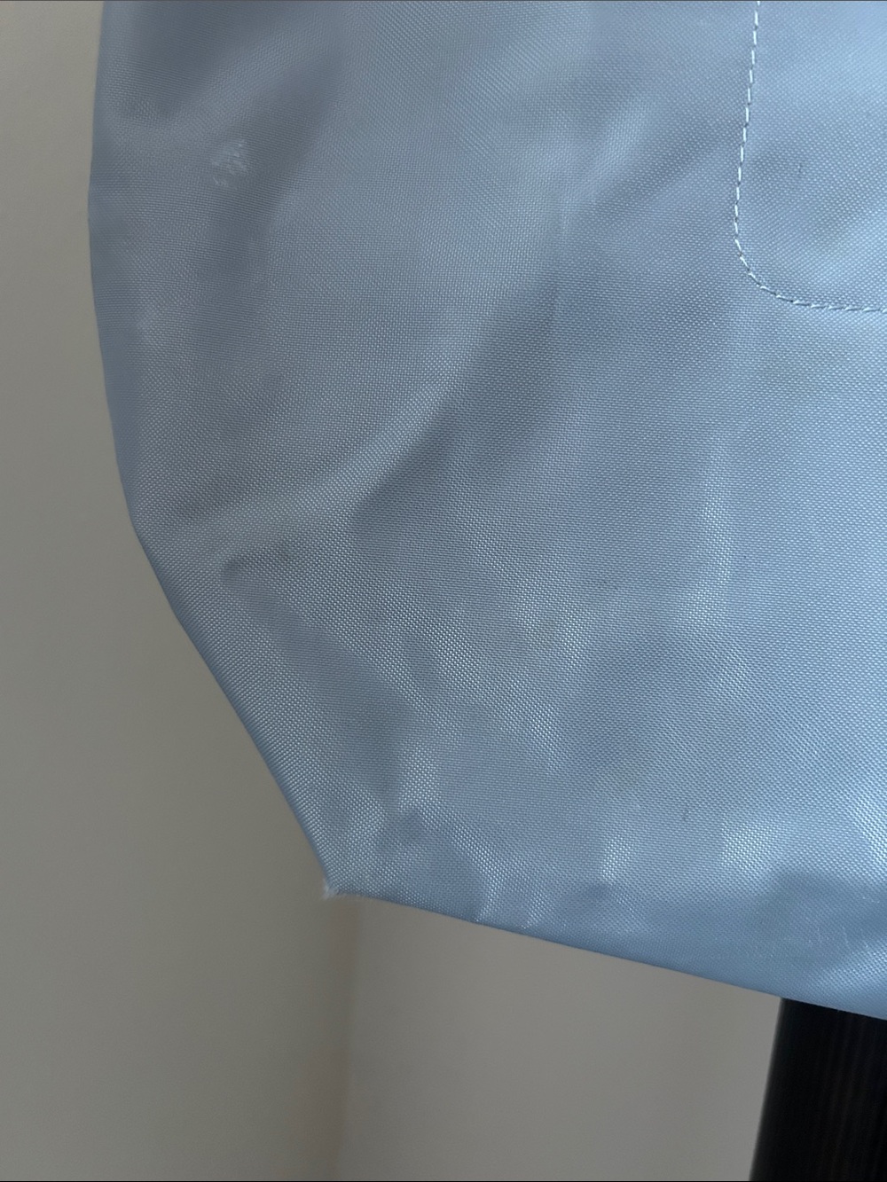 Longchamp Light Blue Nylon Tote with Brown Leather Trim - Picture 4 of 16
